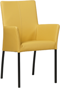 Gele leren moderne eetkamerstoel Comfort - poot vierkant zwart - Toledo Leer Lemon (geel leer)