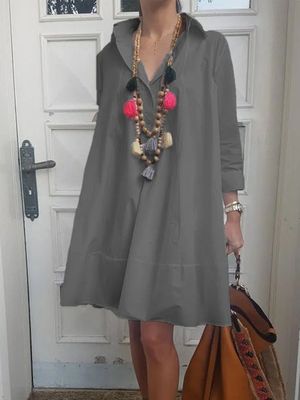 Casual Solid V Neck Weaving Dress