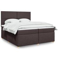 Boxspring met matras stof donkerbruin 200x200 cm