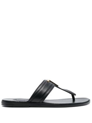TOM FORD tongs en cuir à plaque logo - Noir