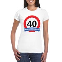 Verkeersbord 40 jaar t-shirt wit dames