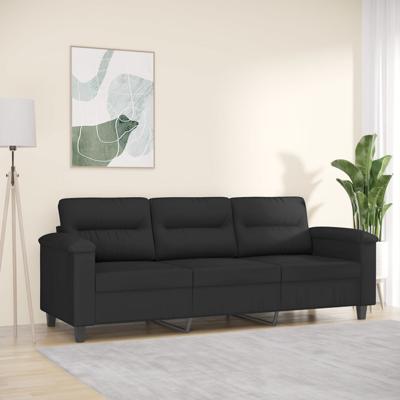 Driezitsbank 180 cm microvezelstof zwart