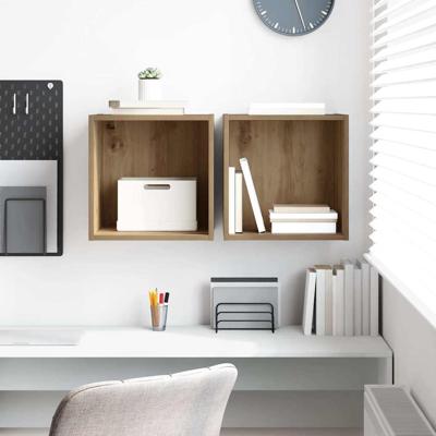 Wandkast 2 pcs artisanaal eikenkleurig 37 x 37 x 37 cm
