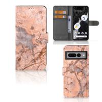 Google Pixel 7 Pro | Bookcase | Marmer Oranje Google Pixel 7 Pro | Bookcase | Marmer Oranje