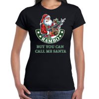 Fout Kerstshirt / outfit Rambo but you can call me Santa zwart voor dames