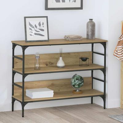 Wandtafel artisanaal eikenkleurig 100 x 32 x 75 cm Bewerkt hout