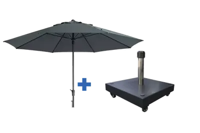 Timor 400cm grijs met verrijdbare 60kg voet