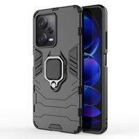 Lunso - Xiaomi Poco X5 Pro - Armor backcover hoes met ringhouder - Zwart - thumbnail