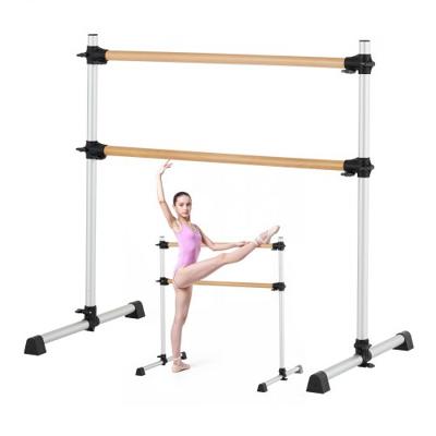 VEVOR Ballet Barre Dans Barre Vrijstaande Dubbele Barre, Hoogte Verstelbaar (170-1165 mm) Houten Stretch Barre voor Ballet Oefeningen, Balans Training, Ontspanningsoefeningen, Gym