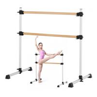 VEVOR Ballet Barre Dans Barre Vrijstaande Dubbele Barre, Hoogte Verstelbaar (170-1165 mm) Houten Stretch Barre voor Ballet Oefeningen, Balans Training, Ontspanningsoefeningen, Gym