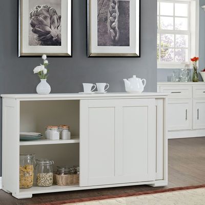 Keukenkast Stapelbare Buffetkast met Schuifdeuren Antieke Kast met Plank Zwart/Beige/Bruin 106,5 x 33 x 60 cm