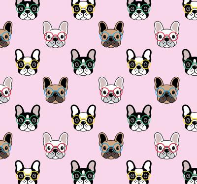 Slaapkamer behang Franse bulldog met bril
