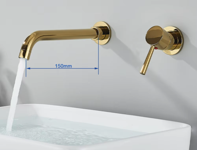 LuxaWall Elite - Inbouw Wastafelkraan in Geborsteld Goud