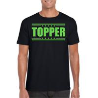 Verkleed T-shirt voor heren - topper - zwart - groene glitters - feestkleding - thumbnail