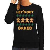 Foute Kersttrui/sweater voor dames - lets get baked - wiet - zwart - humor