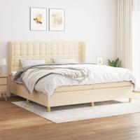 Boxspring met matras stof crèmekleurig 200x200 cm