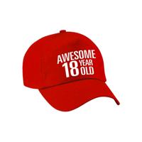 Verjaardag cadeau petje - Awesome 18 year old - 18 jaar - rood - volwassenen - baseball cap