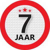 7 jaar leeftijd sticker rond 9 cm verjaardag versiering