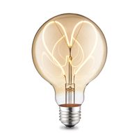 Edison Vintage E27 LED filament lichtbron Globe | G95 Heart | Retro LED lamp | 9.5/9.5/13.5cm | Amber | geschikt voor E27 fitting | Dimbaar | 4W 280lm 2700K | warm wit licht - thumbnail