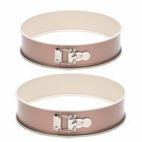 Patisse spingvormen set - 2x stuks ronde taartvormen - rose goud - Dia 20 en 24 cm