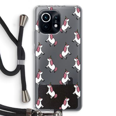 Eenhoorns overal: Xiaomi Mi 11 Transparant Hoesje met koord