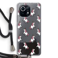 Eenhoorns overal: Xiaomi Mi 11 Transparant Hoesje met koord