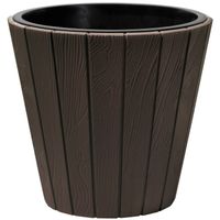 Prosperplast Plantenpot/bloempot Wood Style - buiten/binnen - kunststof - donkerbruin - D40 x H37 cm - Plantenpotten - thumbnail