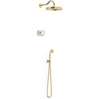 Regendouche set electronisch Tres Shower Technology Classic | Inbouw | Thermostaatkraan | 2-weg | Vintage | 24k Goud glans