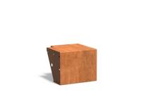 Keerwand cortenstaal buitenhoek 50x50x40cm. brede bovenrand