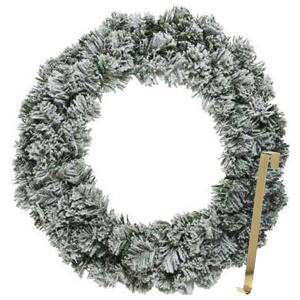 Kerstkrans 60 cm - groen - besneeuwd - met gouden hanger/ophanghaak - kerstversiering - Kerstkransen