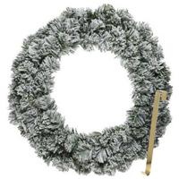 Kerstkrans 60 cm - groen - besneeuwd - met gouden hanger/ophanghaak - kerstversiering - Kerstkransen - thumbnail
