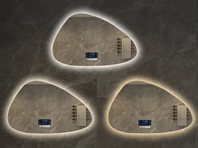 NordiLux Design Badkamerspiegel - Slimme LED Wandspiegel met Onregelmatige Vorm en Aluminium Frame