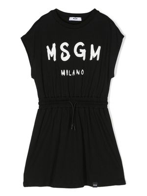 MSGM Kids robe sans manches à logo imprimé - Noir
