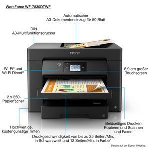Epson WorkForce WF-7830DTWF All-in-one inkjet printer Zwart