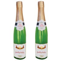 Opblaasbare champagne fles - 2x - Fun/fop/party/oud jaar/Bruiloft - versiering/decoratie - 76 cm