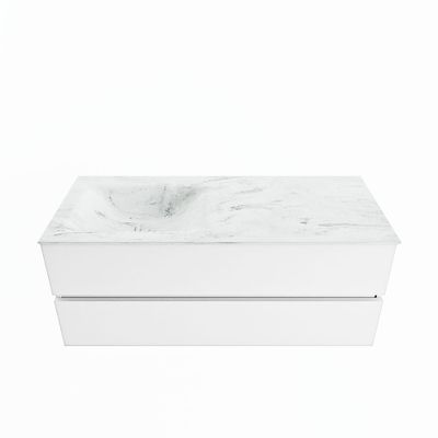 MONDIAZ VICA-DLUX 120cm badmeubel onderkast Talc 2 lades. Inbouw wastafel CLOUD links 1 kraangat, kleur Opalo.