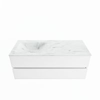 MONDIAZ VICA-DLUX 120cm badmeubel onderkast Talc 2 lades. Inbouw wastafel CLOUD links 1 kraangat, kleur Opalo.