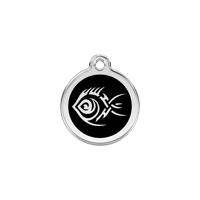 Tribal Fish Black roestvrijstalen hondenpenning small/klein dia. 2 cm - Reddingo