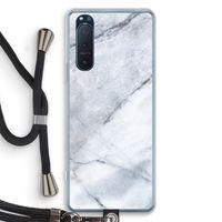 Witte marmer: Sony Xperia 5 II Transparant Hoesje met koord