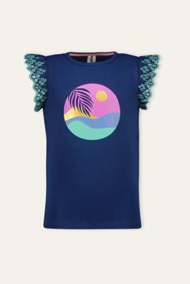 B.Nosy zomer top meisjes - lake blauw - broderie mouw - Taria