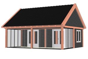 Buitenverblijf Zadeldak XXL 785x700 cm - Combinatie 1- Zadeldak- Onbehandeld lariks Douglas hout- Trendhout