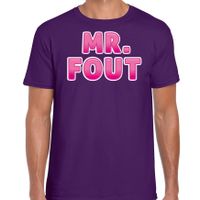 Bellatio Decorations verkleed t-shirt voor heren - Mr. Fout - paars/roze - carnaval 2XL  -