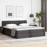 Opbergbed met LED met matras Grijs 180 x 200 cm Nep Leer