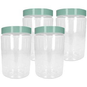 Voorraadpot/bewaarpot - 4x - 375 ml - kunststof - mint groen - B7 x H12 cm