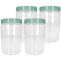 Voorraadpot/bewaarpot - 4x - 375 ml - kunststof - mint groen - B7 x H12 cm