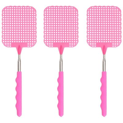Set van 3x stuks uitschuifbare vliegenmeppers roze 66 cm