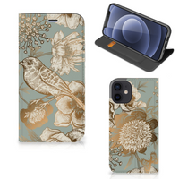 Smart Cover voor iPhone 12 Mini Vintage Bird Flowers