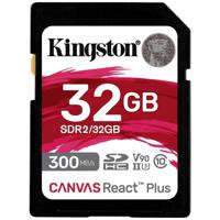 Kingston Technology 32GB Canvas React Plus SDHC UHS-II 300R/260W U3 V90 voor Full HD/4K/8K - thumbnail