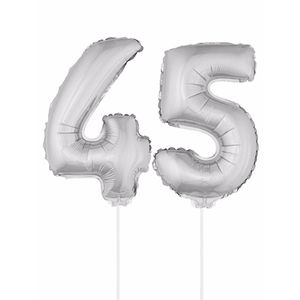 Zilveren 45 jaar opblaasbaar ballon 41 cm