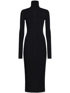 Marni robe mi-longue nervurée à col roulé - Noir